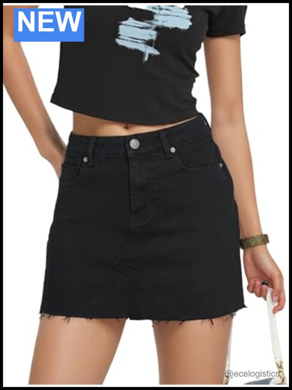 High Waist Stretchy Raw Hem Denim Skirt Women Y2K Mini Jean Skirt